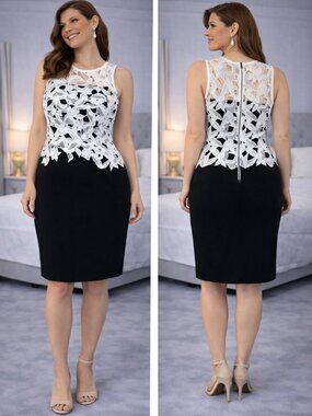 Sachin + Babi Noir White Black Lace Sheath Dress $495